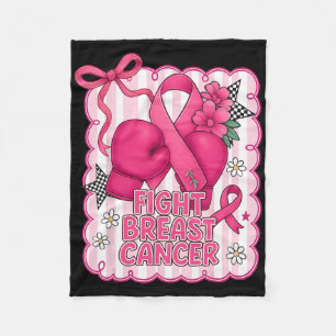 Hugvyn Breast Cancer Preppy Fight Support Boxing G Fleece Blanket