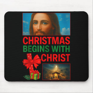 Hugvyn Christmas Begins With Christ Jesus Cross Ch Mouse Pad