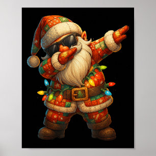 Hugvyn Christmas_ Patchwork Dabbing Santa Claus Xm Poster