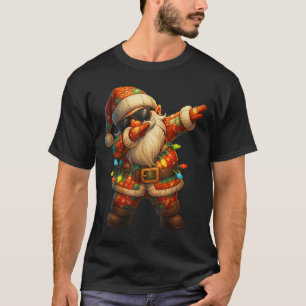 Hugvyn Christmas_ Patchwork Dabbing Santa Claus Xm T-Shirt