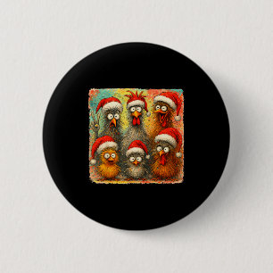 Hugvyn Christmas Santa Chicken Crazy Eagerlys Roos 6 Cm Round Badge