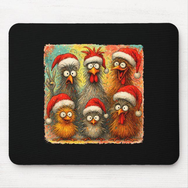 Hugvyn Christmas Santa Chicken Crazy Eagerlys Roos Mouse Pad (Front)