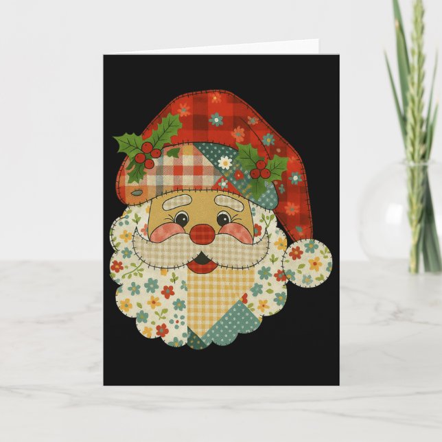 Hugvyn Christmas Santa Claus Patchwork Matching Fa Card (Front)
