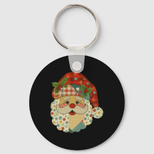 Hugvyn Christmas Santa Claus Patchwork Matching Fa Key Ring