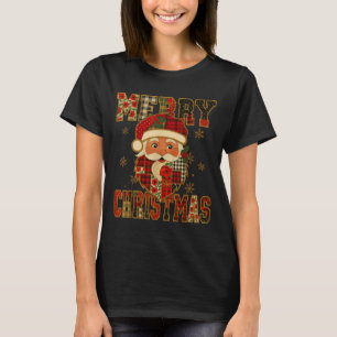 Hugvyn Christmas_ Santa Claus Patchwork Merry Chri T-Shirt
