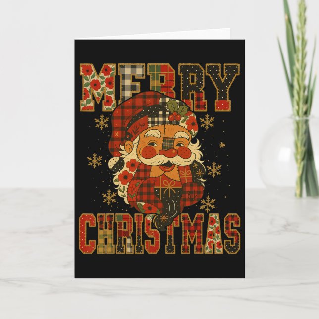 Hugvyn Christmas Santa Claus Patchwork Merry Chris Card (Front)