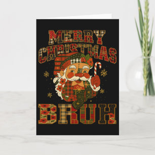 Hugvyn Christmas Santa Claus Patchwork Merry Chris Card