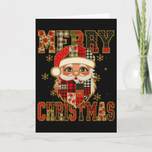 Hugvyn Christmas Santa Claus Patchwork Merry Chris Card
