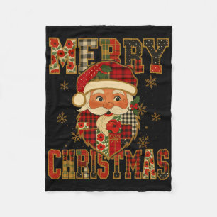 Hugvyn Christmas Santa Claus Patchwork Merry Chris Fleece Blanket