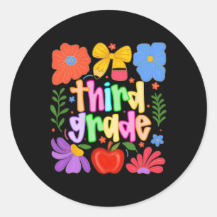 Hugvyn Ck To School Third Grade Preppy Teacher Kid Classic Round Sticker