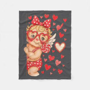 Hugvyn Cud Lollip Valentine Coquette Hearts Cud Vi Fleece Blanket