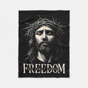 Hugvyn Dom Jesus Christian Face Crown God Family C Fleece Blanket