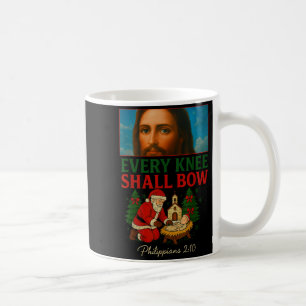 Hugvyn Every Knee Shall Bow Santa Jesus Nativity C Coffee Mug
