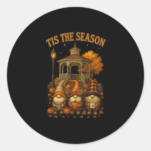 Hugvyn Fall Tis The Season Gnome Pumpkin Autumn Th Classic Round Sticker