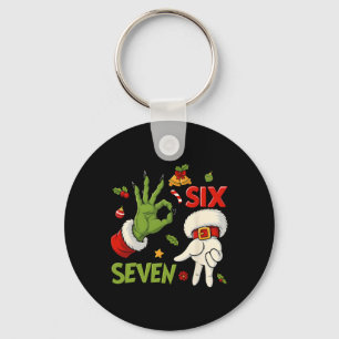 Hugvyn Funny Six Seven Meme Christmas Santa Saying Key Ring
