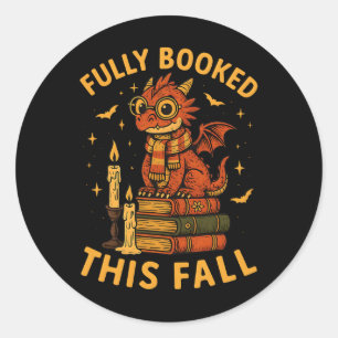 Hugvyn Halloween Fully Booked This Fall Book Drago Classic Round Sticker