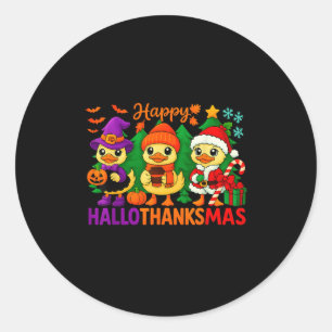 Hugvyn Halloween_ Happy Hallothanksmas Goose Fall  Classic Round Sticker