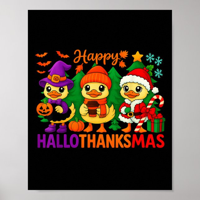 Hugvyn Halloween_ Happy Hallothanksmas Goose Fall  Poster (Front)