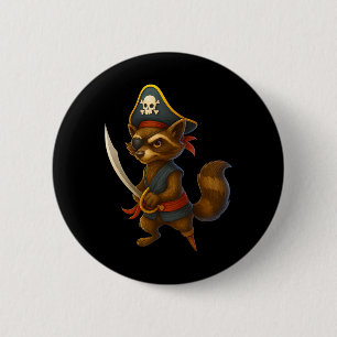 Hugvyn Halloween Pirate Racoon Spooky Racoon Cos 6 Cm Round Badge