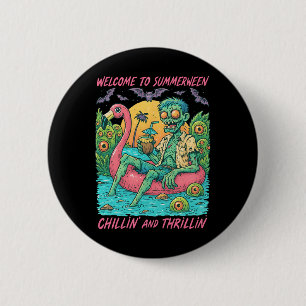 Hugvyn Halloween Summerween Zombie Float Flamingo 6 Cm Round Badge