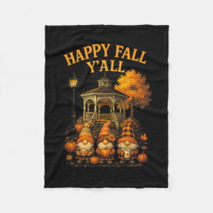 Hugvyn Happy Fall Y'all Gnome Pumpkin Autumn Thank Fleece Blanket