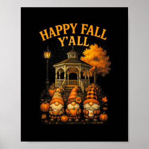 Hugvyn Happy Fall Y'all Gnome Pumpkin Autumn Thank Poster
