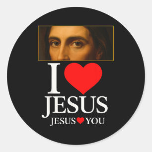 Hugvyn I Love Jesus I Heart Jesus Faith American C Classic Round Sticker