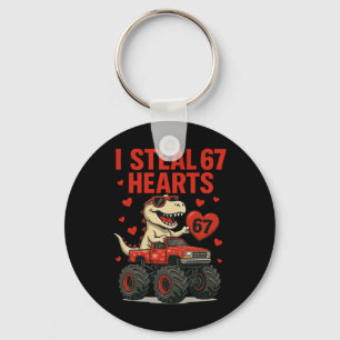 Hugvyn I Steal 67 Hearts Valentine Dinosaur Monste Key Ring