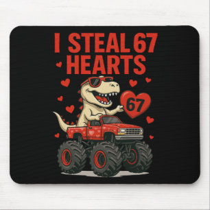 Hugvyn I Steal 67 Hearts Valentine Dinosaur Monste Mouse Pad