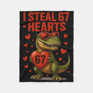 Hugvyn I Steal 67 Hearts Valentine Dinosaur Six Se Fleece Blanket