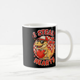 Hugvyn I Steal Hearts Valentine Boys Dinosaur Hold Coffee Mug