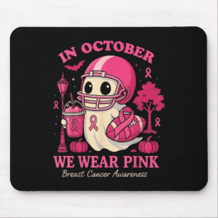 Hugvyn In October We Wear Nk Ghost Halloween Breas Mouse Pad