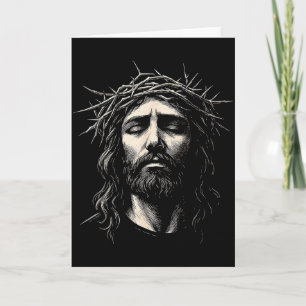 Hugvyn Jesus Christian Face Crown Of Thorns Religi Card