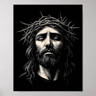 Hugvyn Jesus Christian Face Crown Of Thorns Religi Poster