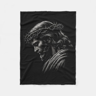 Hugvyn Jesus Face Crown Of Thorns God Bible Christ Fleece Blanket