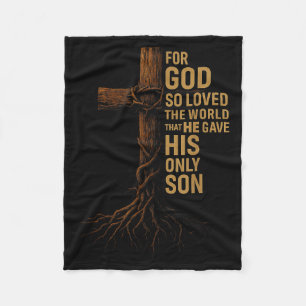 Hugvyn Jesus God So Loved The World Cross John 3_1 Fleece Blanket