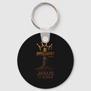 Hugvyn Jesus Is King Rooted Christian Cross Bible Key Ring