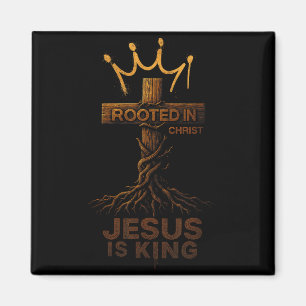 Hugvyn Jesus Is King Rooted Christian Cross Bible Magnet