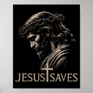 Hugvyn Jesus Saves Minimalist Christian Faith Cros Poster
