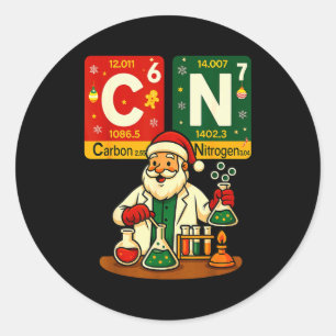 Hugvyn Science Christmas Carbon Nitrogen Six Seven Classic Round Sticker