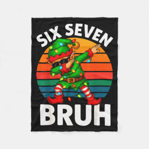 Hugvyn Six Seven 6 7 Meme Dabbing Elf Merry Christ Fleece Blanket