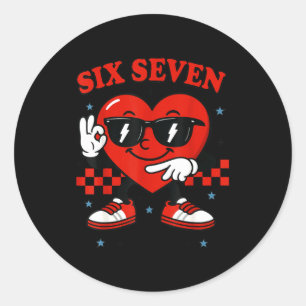 Hugvyn Six Seven Heart 6 7 Meme Boy Girl Funny Val Classic Round Sticker