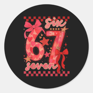 Hugvyn Six Seven Valentine 6 7 Meme Checkered Coqu Classic Round Sticker
