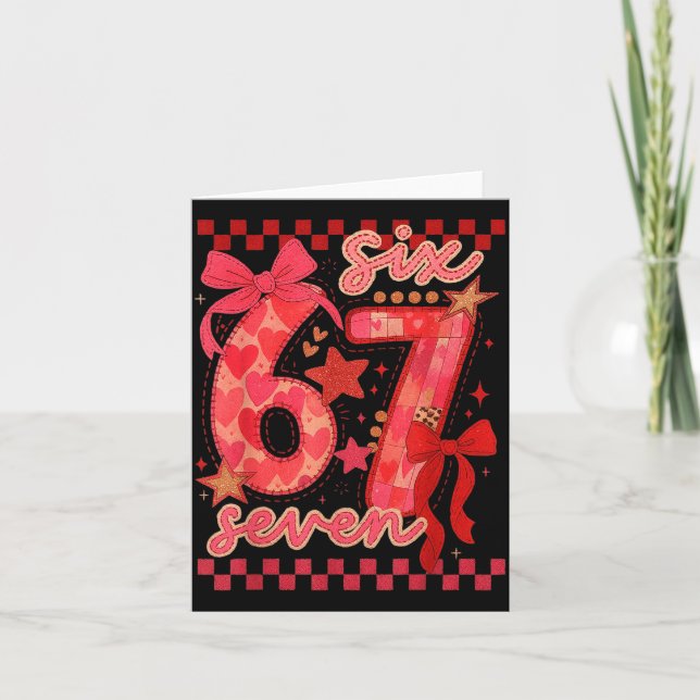 Hugvyn Six Seven Valentine 6 7 Meme Chequered Coqu Card (Front)