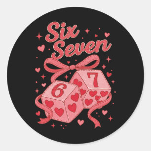 Hugvyn Six Seven Valentine Dice 6 7 Cherry Playing Classic Round Sticker