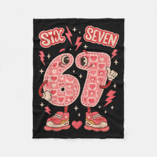Hugvyn Six Seven Valentine Love 67 Preppy Coquette Fleece Blanket