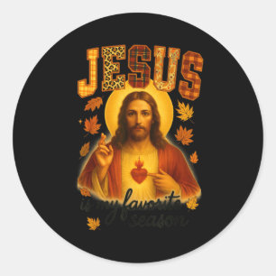 Hugvyn Thanksgiving Jesus Is My Favorite Season Fa Classic Round Sticker