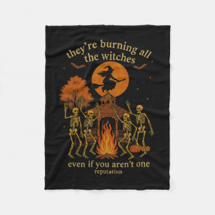 Hugvyn They're Burning All The Witches Skeleton Wi Fleece Blanket
