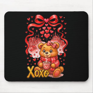 Hugvyn Valentine Bear Xoxo Retro Coquette Heart Ll Mouse Pad