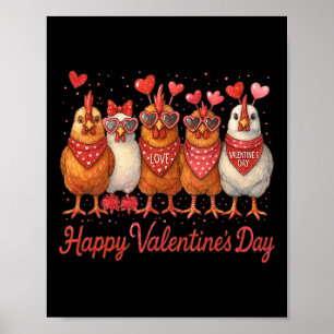 Hugvyn Valentine Chicken Heart Love Farm Hen Chick Poster